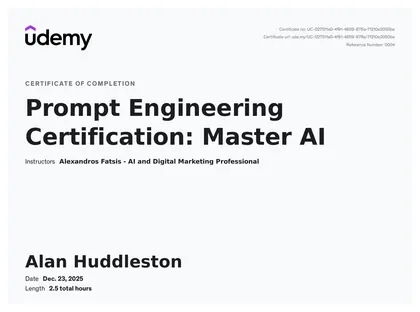 Prompt Engineering Certification: Master AI certificate from Udemy