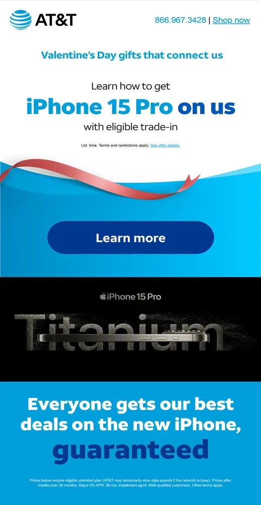 AT&T Valentine's Day email design
