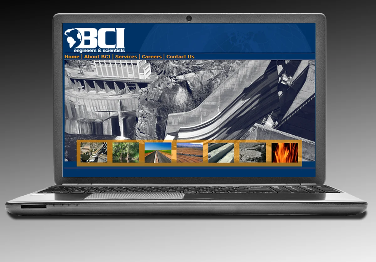 BCI Engineers and Scientists website shown on a laptop