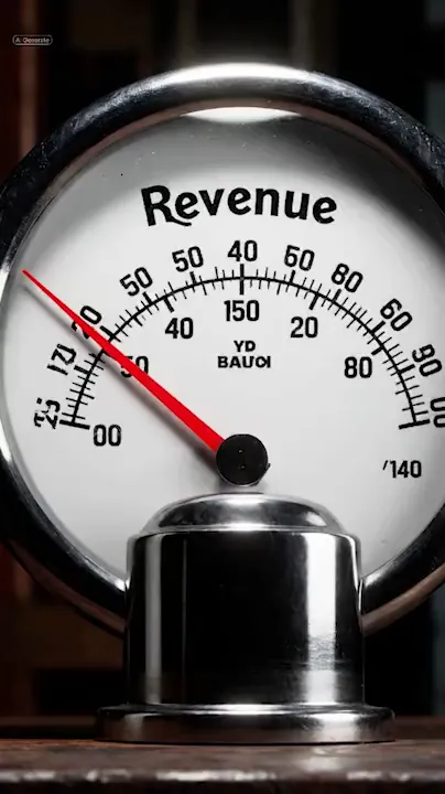Frame from the JoeSizzle TikTok promo video showing a revenue gauge