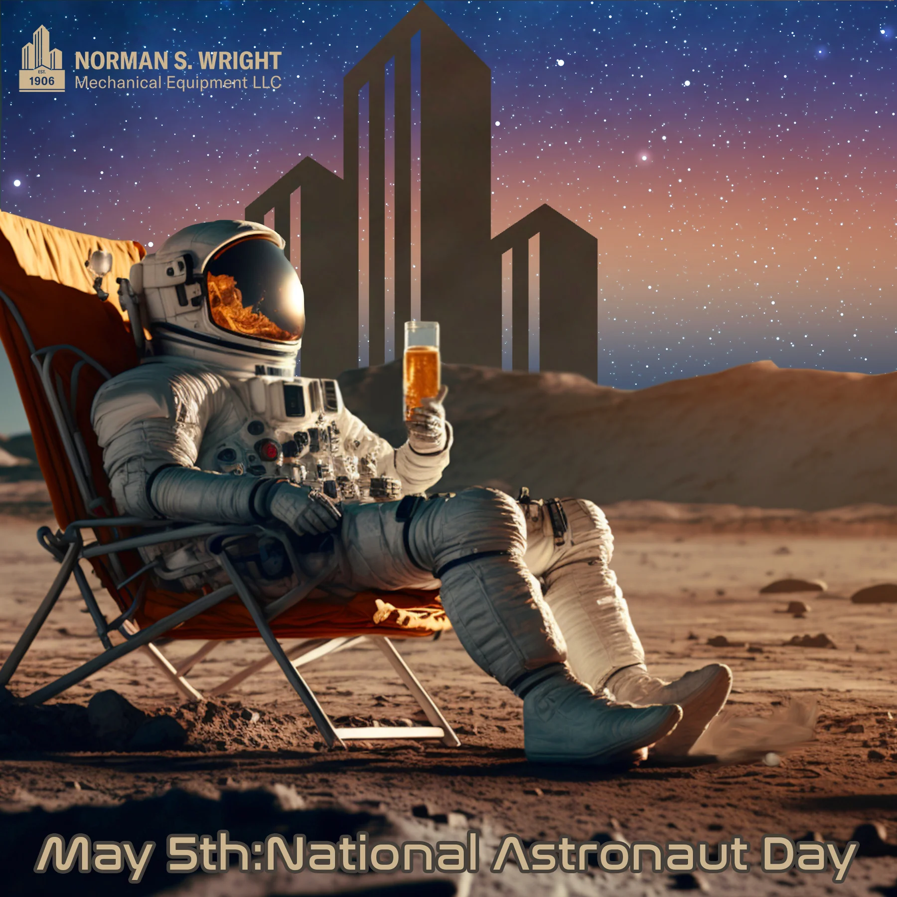 Social media post made with AI imagery for Norman S. Wright